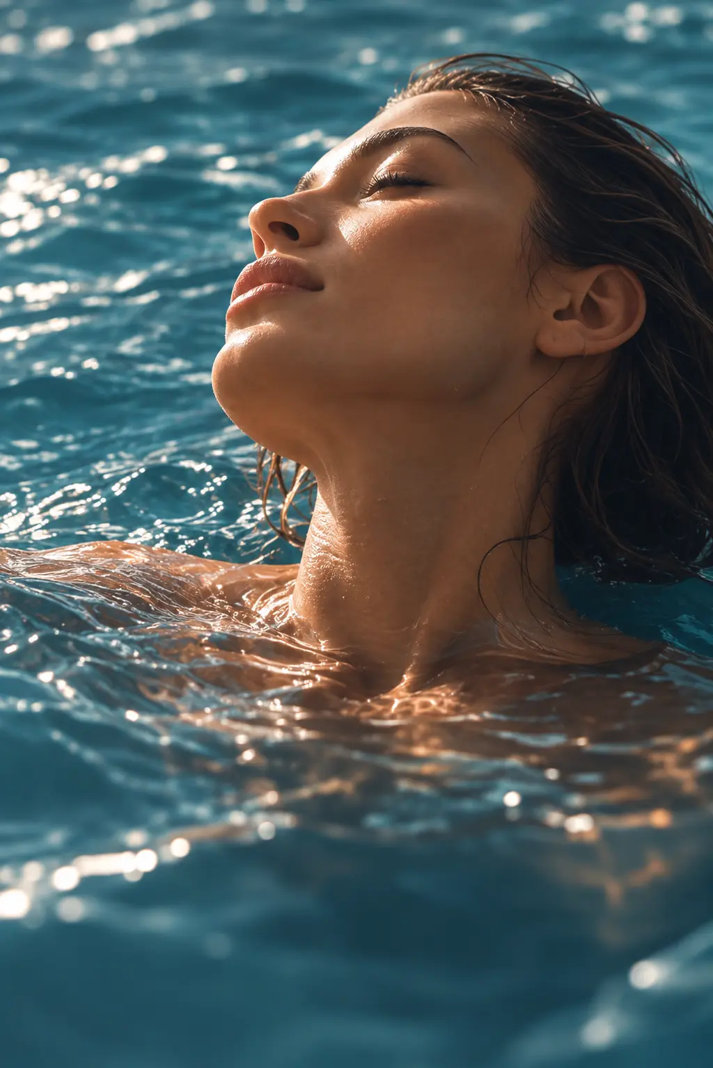 Visage apaisé à la surface de l’eau